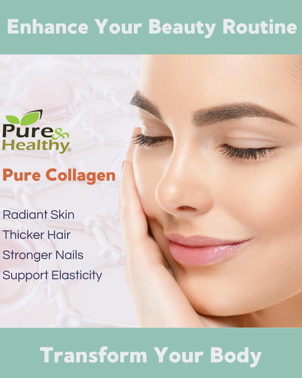 Hydrating Collagen Liquid with Hyaluronic Acid, Vitamin A, and Coconut Flavor - 32 oz. Bottle