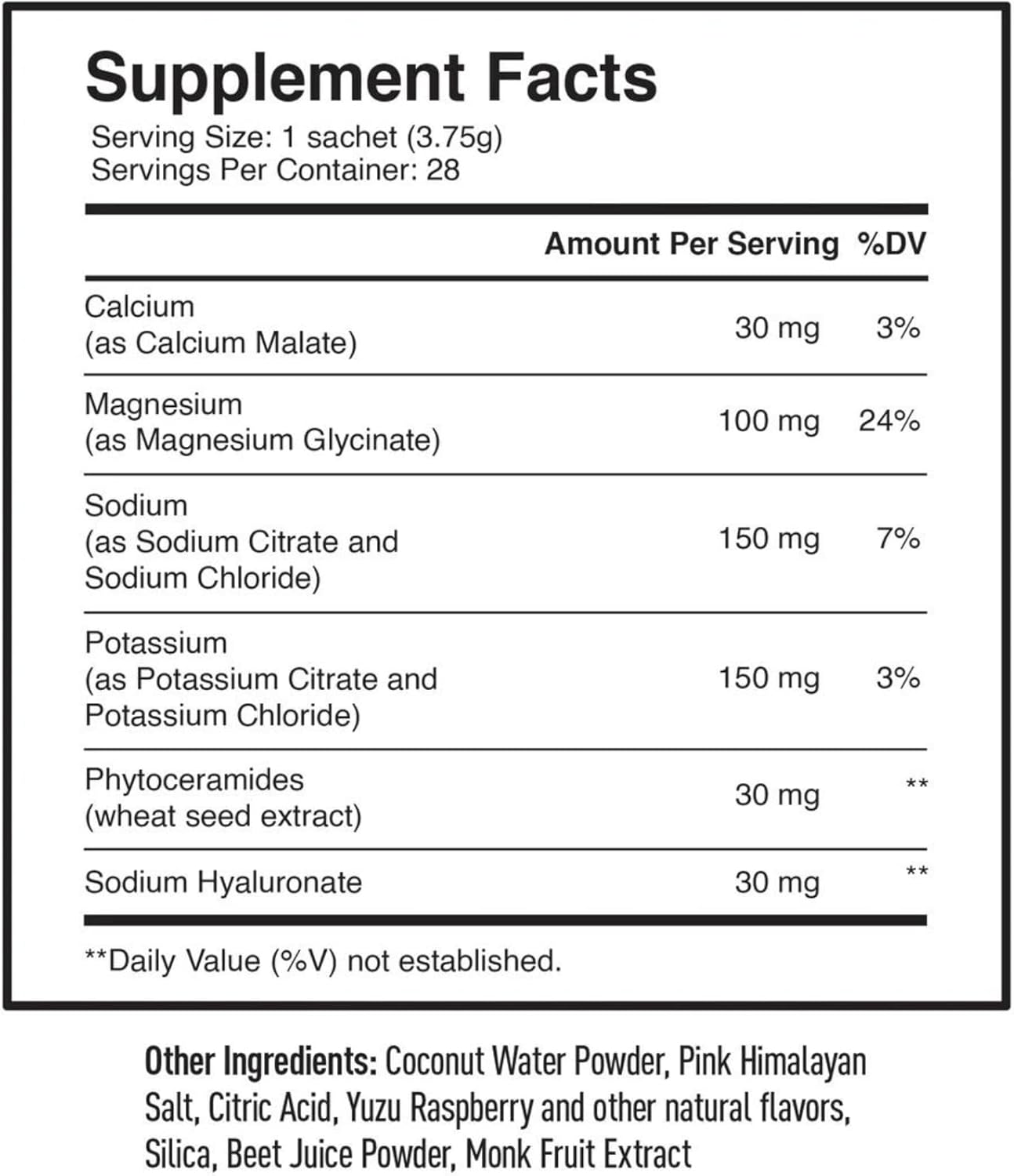 Hydrating Electrolyte Powder Packets with Hyaluronic Acid and Ceramides - 28 Single Serve Sticks
