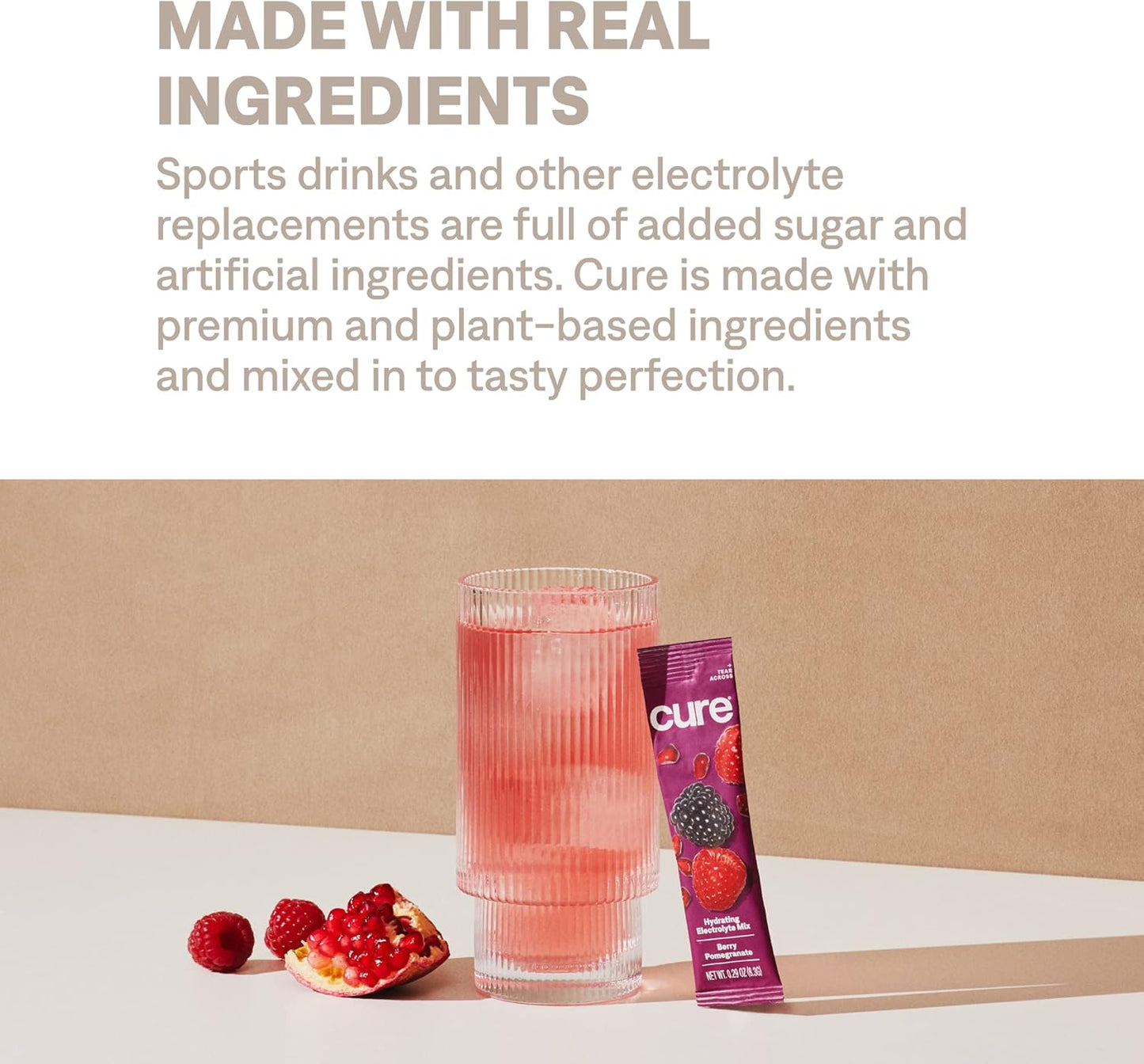 Hydrating Plant Based Electrolyte Mix with Coconut Water - Berry Pomegranate Flavor - 8 Packets, Non-GMO, Vegan, No Added Sugar, FSA & HSA Eligible