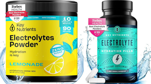 Hydration Bundle: Multivitamin Electrolyte Powder & Tablets - Lemonade Flavor - 90 Servings Powder, 200 Tablets - Sugar-Free, Calorie-Free - Sodium & Energy Support - Made in USA
