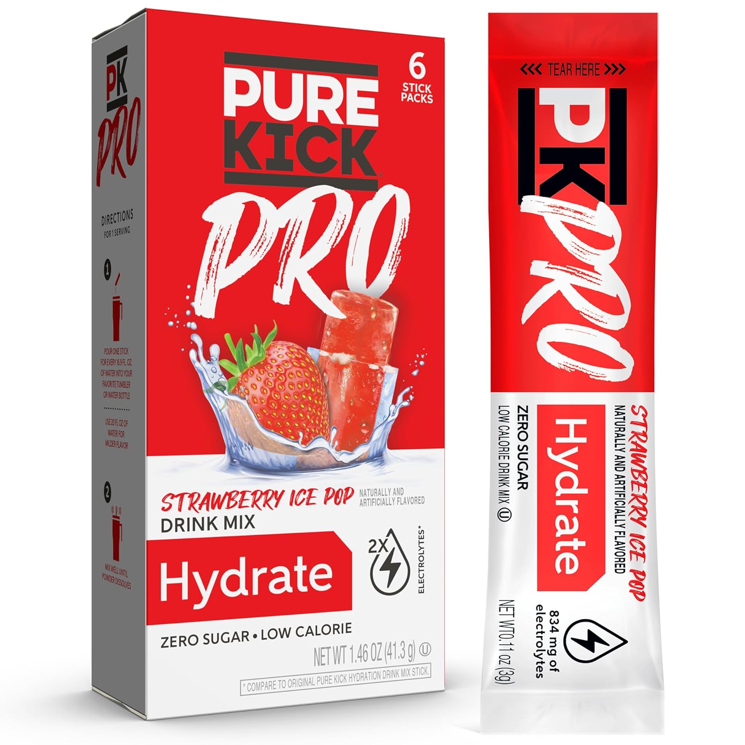 Hydration Electrolyte Drink Mix - Strawberry Ice Pop Flavor - 6 Packets per Box