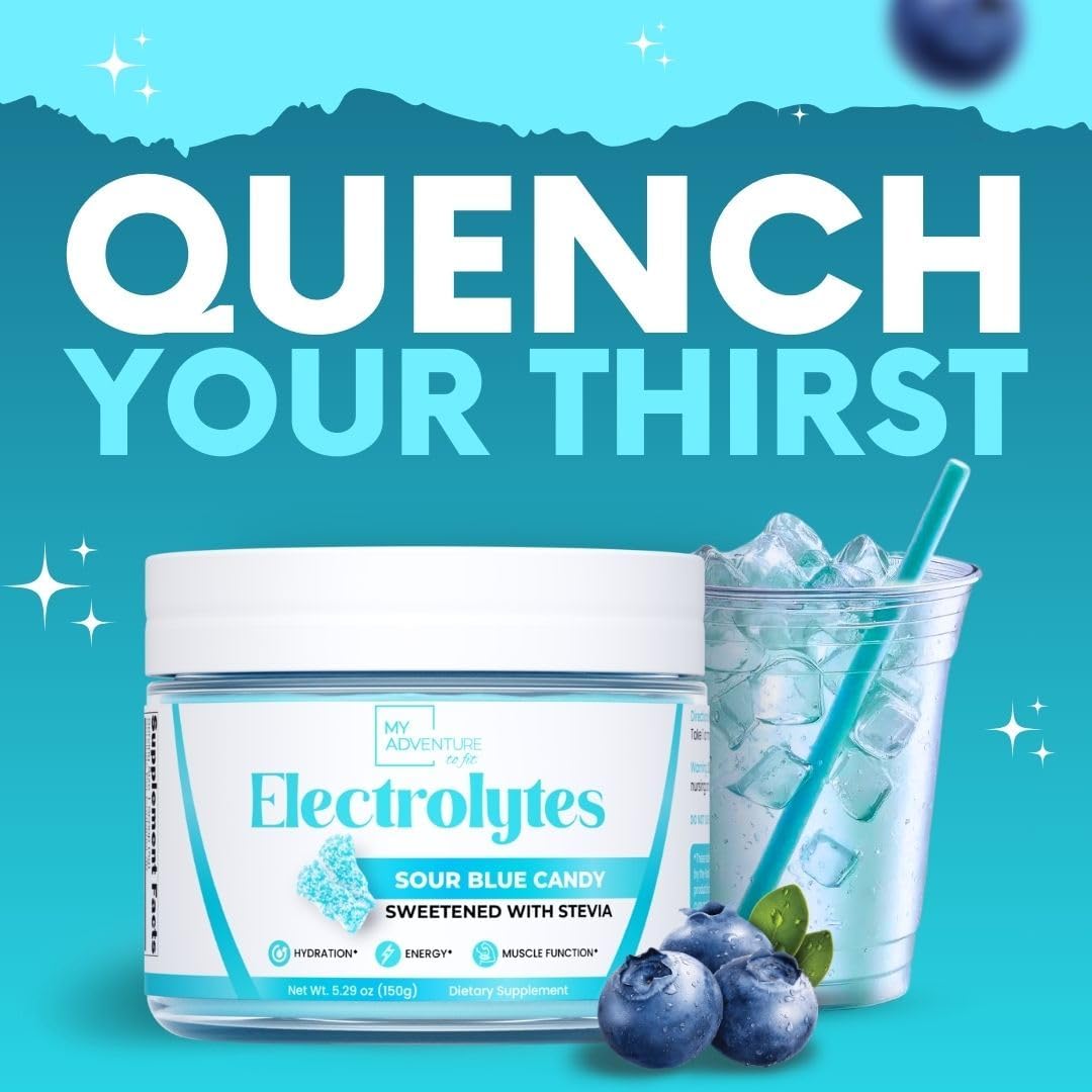Hydration Electrolytes Powder Bundle - Blue Raspberry & Sour Blue, Zero Sugar, My Adventure to Fit