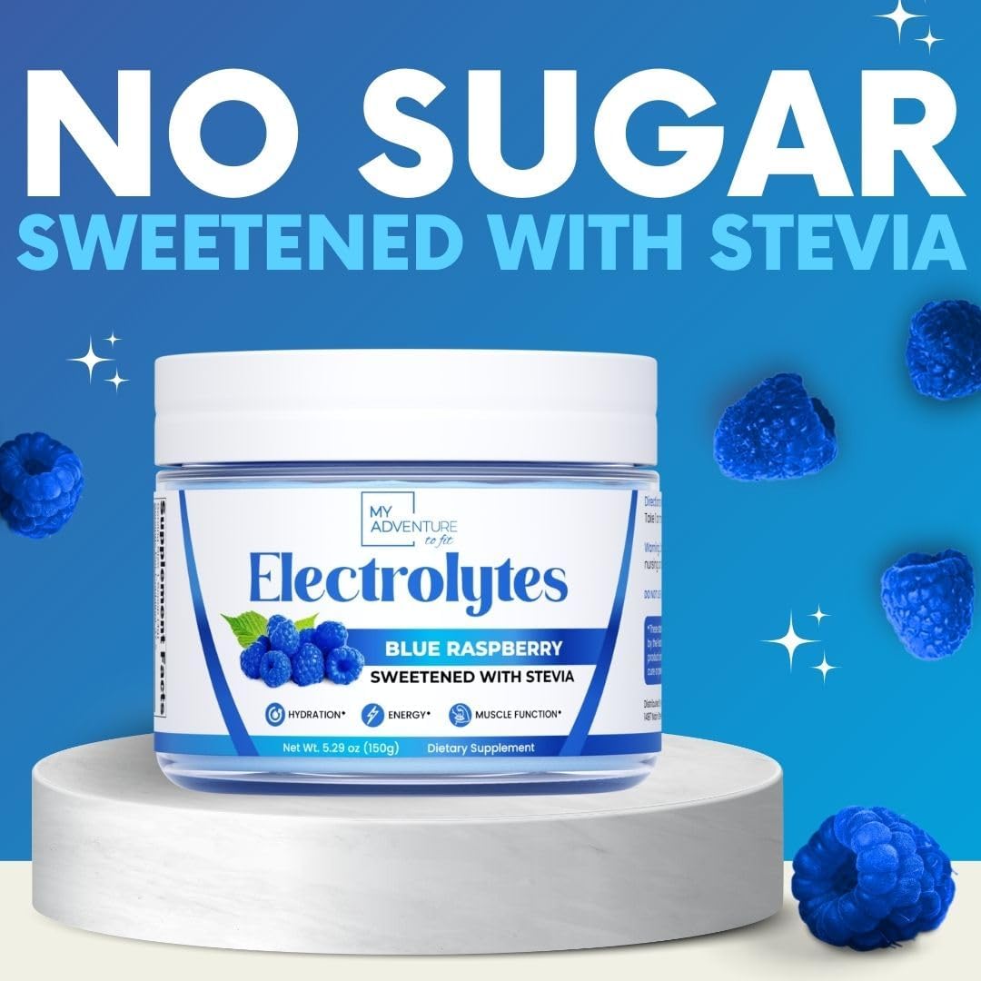 Hydration Electrolytes Powder Bundle - Blue Raspberry & Sour Blue, Zero Sugar, My Adventure to Fit