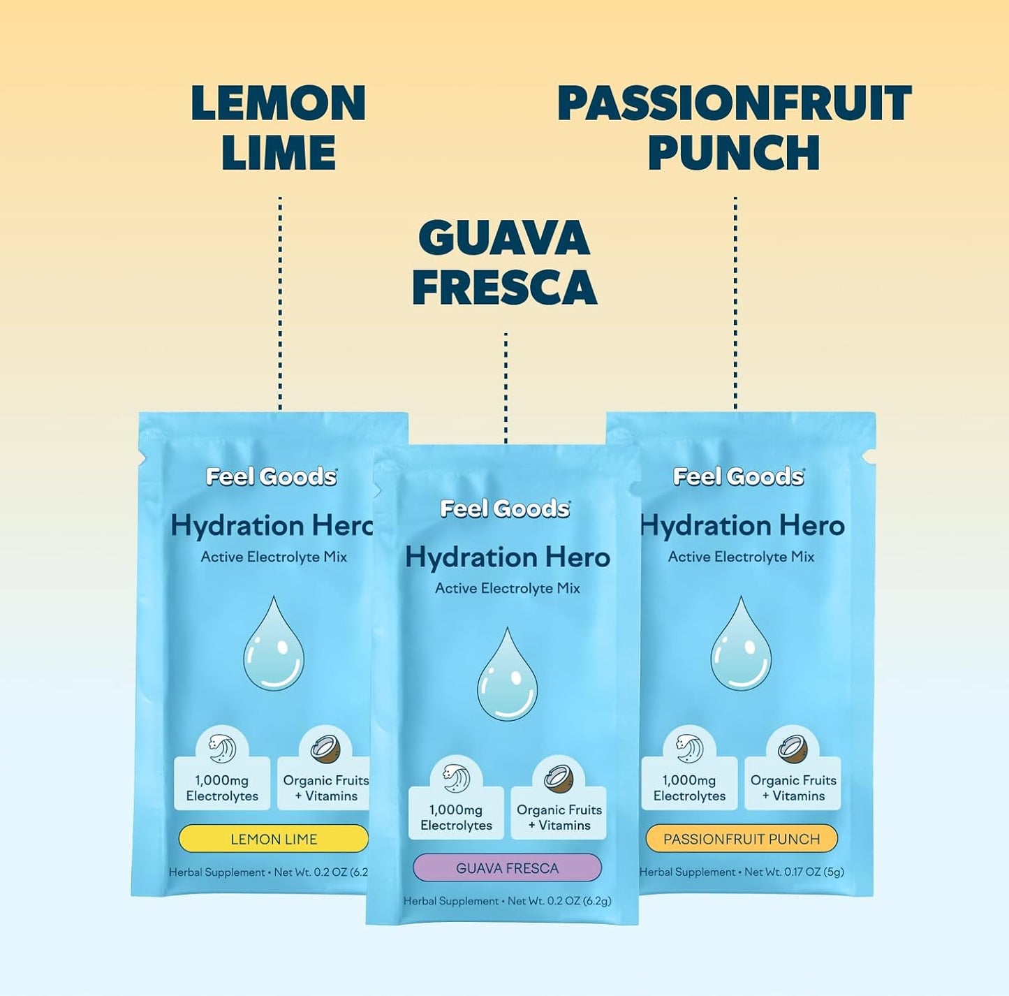 Hydration Hero Electrolyte Powder Packets - Sugar-Free, 1,000mg Electrolytes, Magnesium, Aloe Vera, Vitamin C, Vegan, Non-GMO - 24 Count Variety Pack