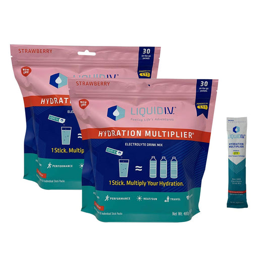 Hydration Multiplier Strawberry Stick Packs - 30 Packs (2 Pack) by Liquid I.V.