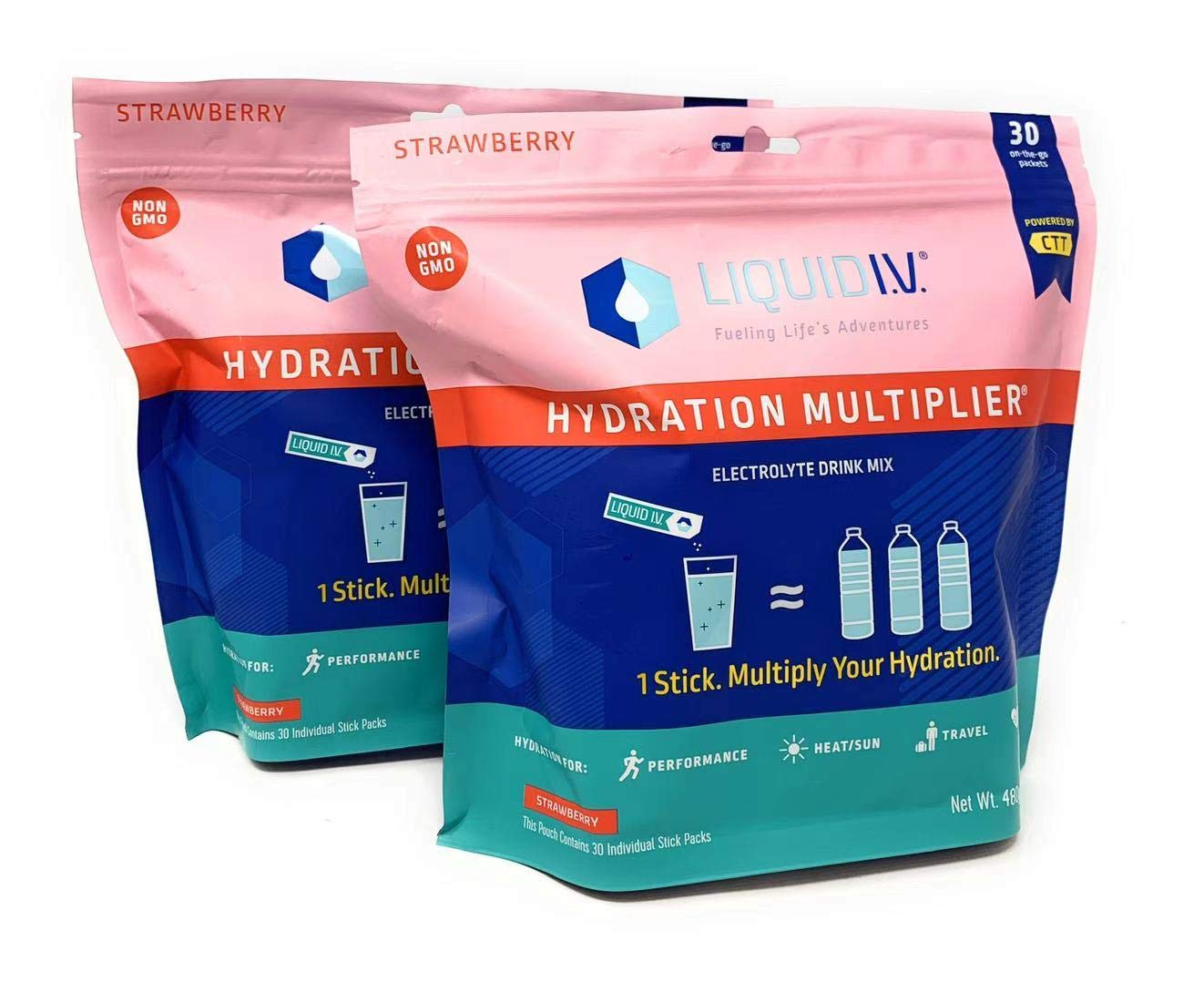 Hydration Multiplier Strawberry Stick Packs - 30 Packs (2 Pack) by Liquid I.V.