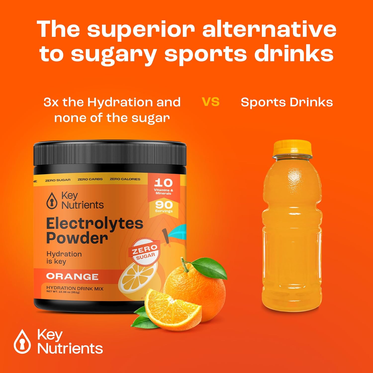 Hydration Powder Bundle: Electrolytes & Multivitamin in Strawberry Lemonade & Orange Flavors - 90 Servings Each, Sugar-Free & Keto-Friendly