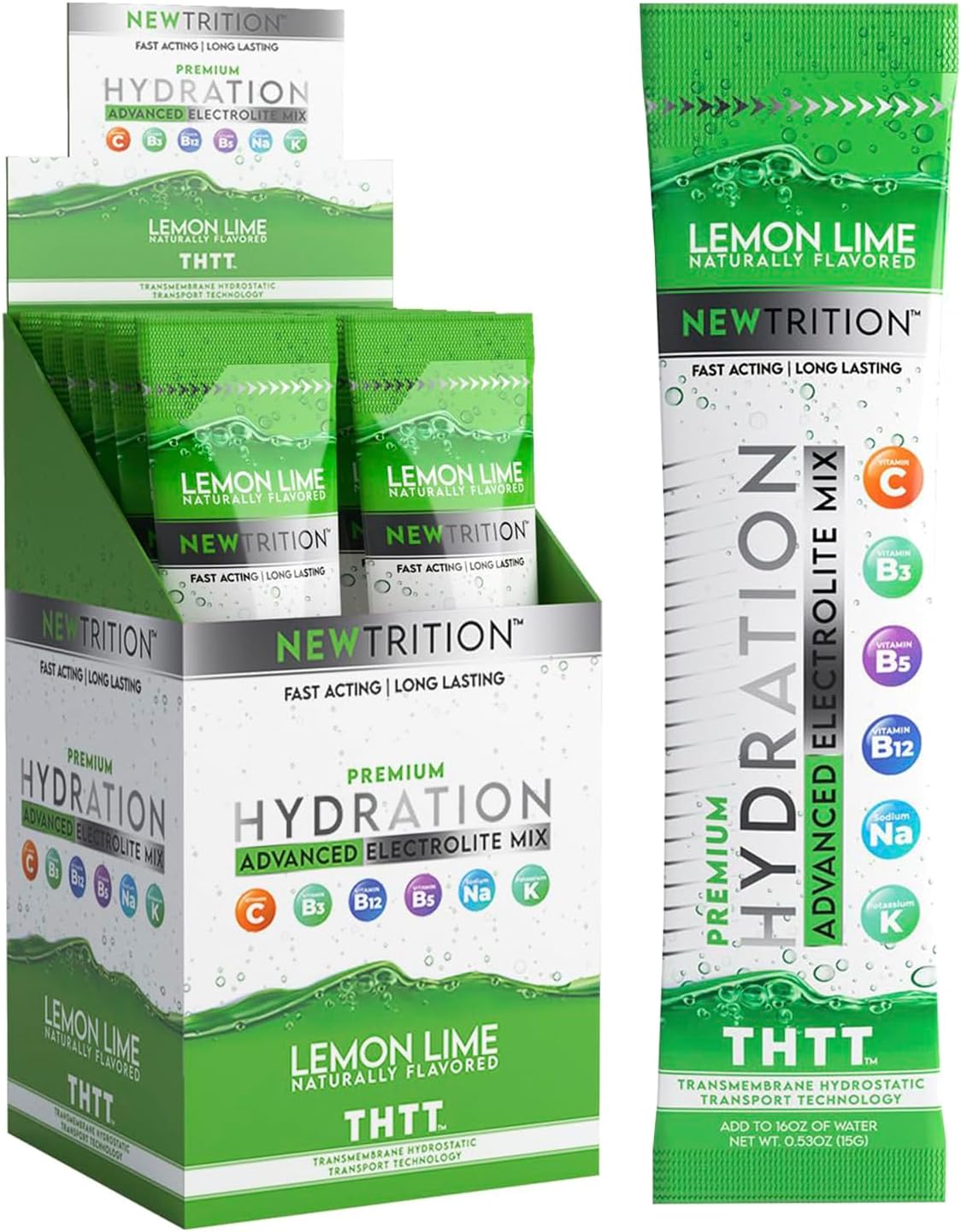 Hydration Powder Packets with Electrolytes, Vitamins C & D, Lemon Lime Flavor - 12 Servings