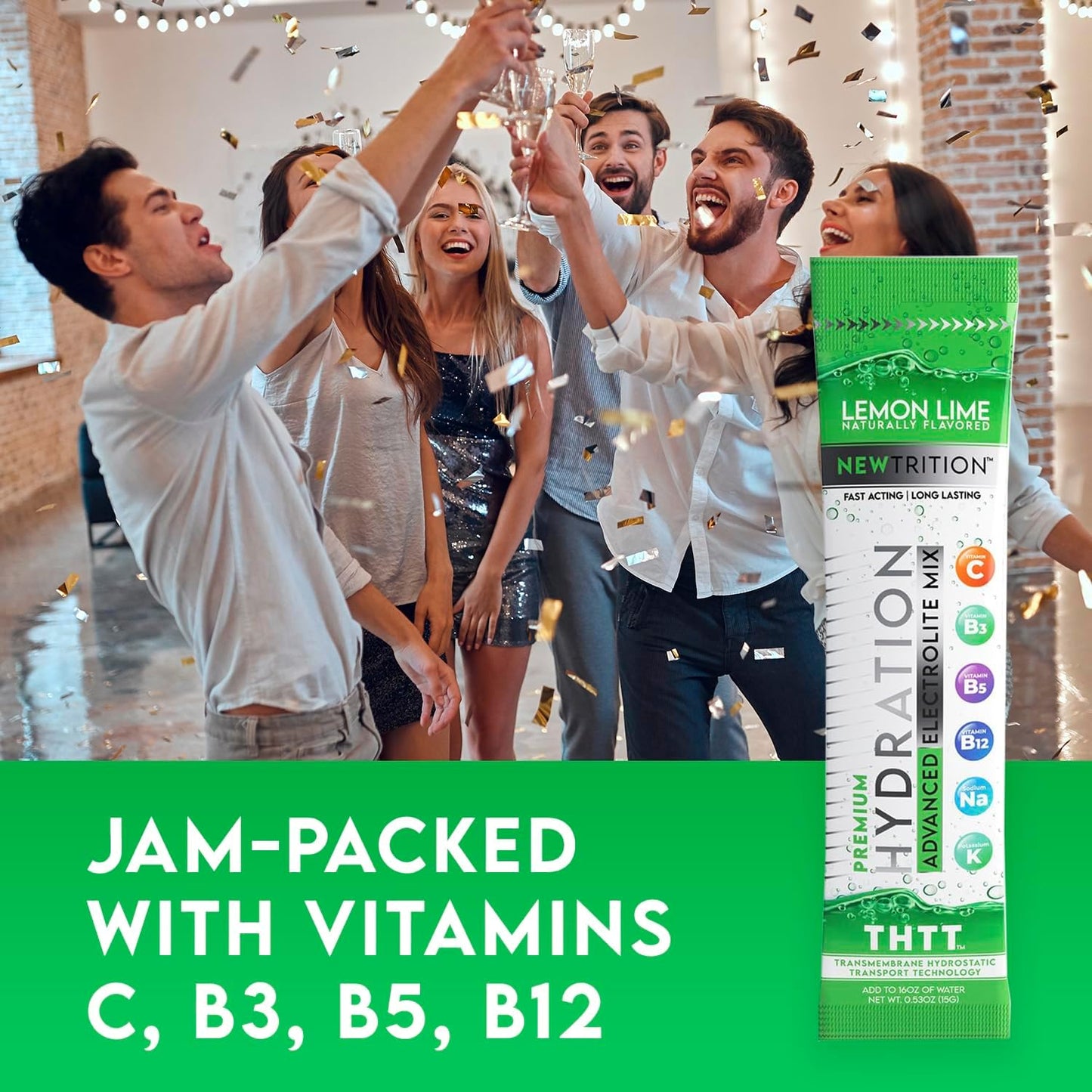 Hydration Powder Packets with Electrolytes, Vitamins C & D, Lemon Lime Flavor - 12 Servings