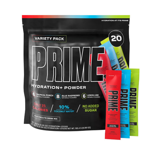 Hydration Powder Variety Pack - Electrolyte Sticks On The Go - Low Sugar Vegan Formula - 20 Single Serve Sticks