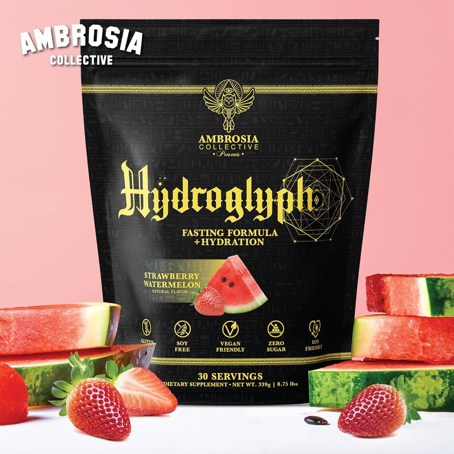 Hydration Powder with BCAA, EAA, and Electrolytes - Lean Muscle Protection Drink Mix with Coconut Water (Strawberry Watermelon)