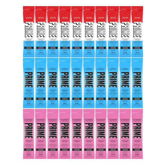 Hydration Sticks Variety Pack with Electrolyte Drink Mix - Ice Pop, Blue Raspberry, Strawberry Watermelon (30 Count)