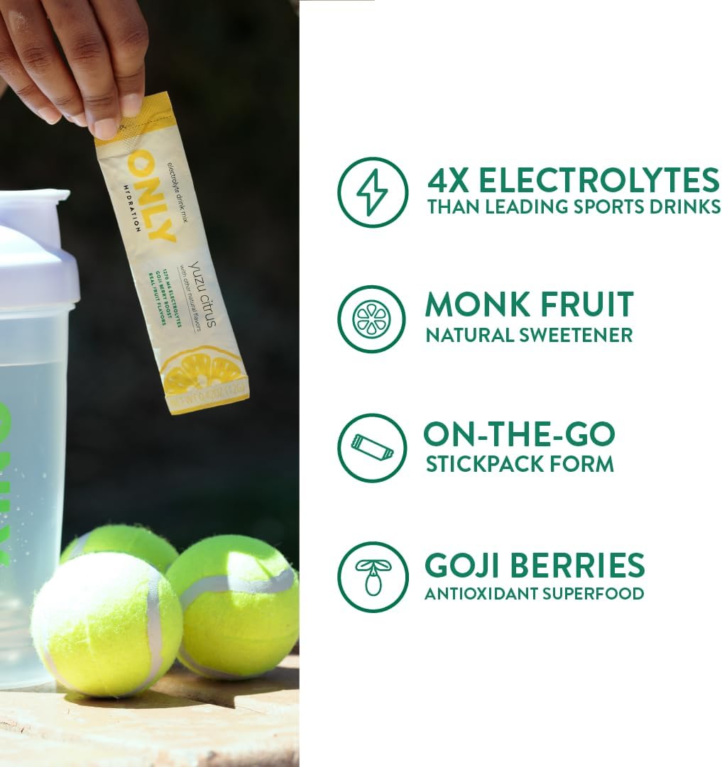 Hydration Variety Pack with Electrolyte Powder, Monk Fruit Sweetener, and Superfood Goji Berry - 16 Packets - On-The-Go Sticks - Low Sugar - Vitamins C, B6, B12