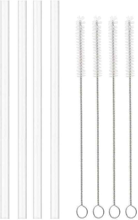 Hydro Flask Wide Mouth Bottle Replacement Straws 4-Pack with Cleaning Brushes - BPA-Free Hydroflask Straw Lid Straws