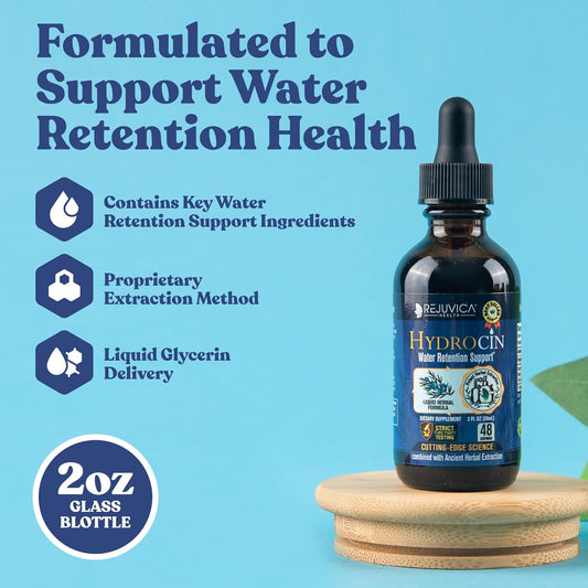 Hydrocin Liquid Diuretic Supplement - Natural Water Retention Support with Dandelion, Uva Ursi, Juniper Berry, Celery Seed, Green Tea - Fast Absorption Formula by Rejuvica Health