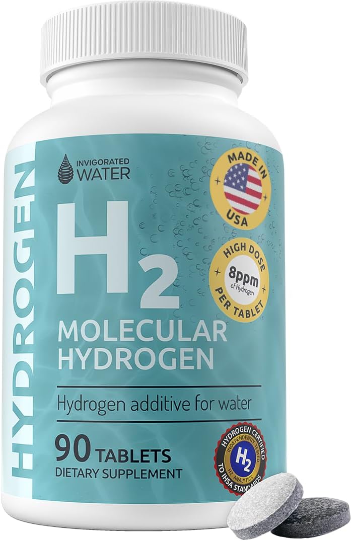 Hydrogen Water Tablets with Magnesium - 90 Servings for Energy, Brain Health, Cognitive Support - Non-GMO & Gluten Free