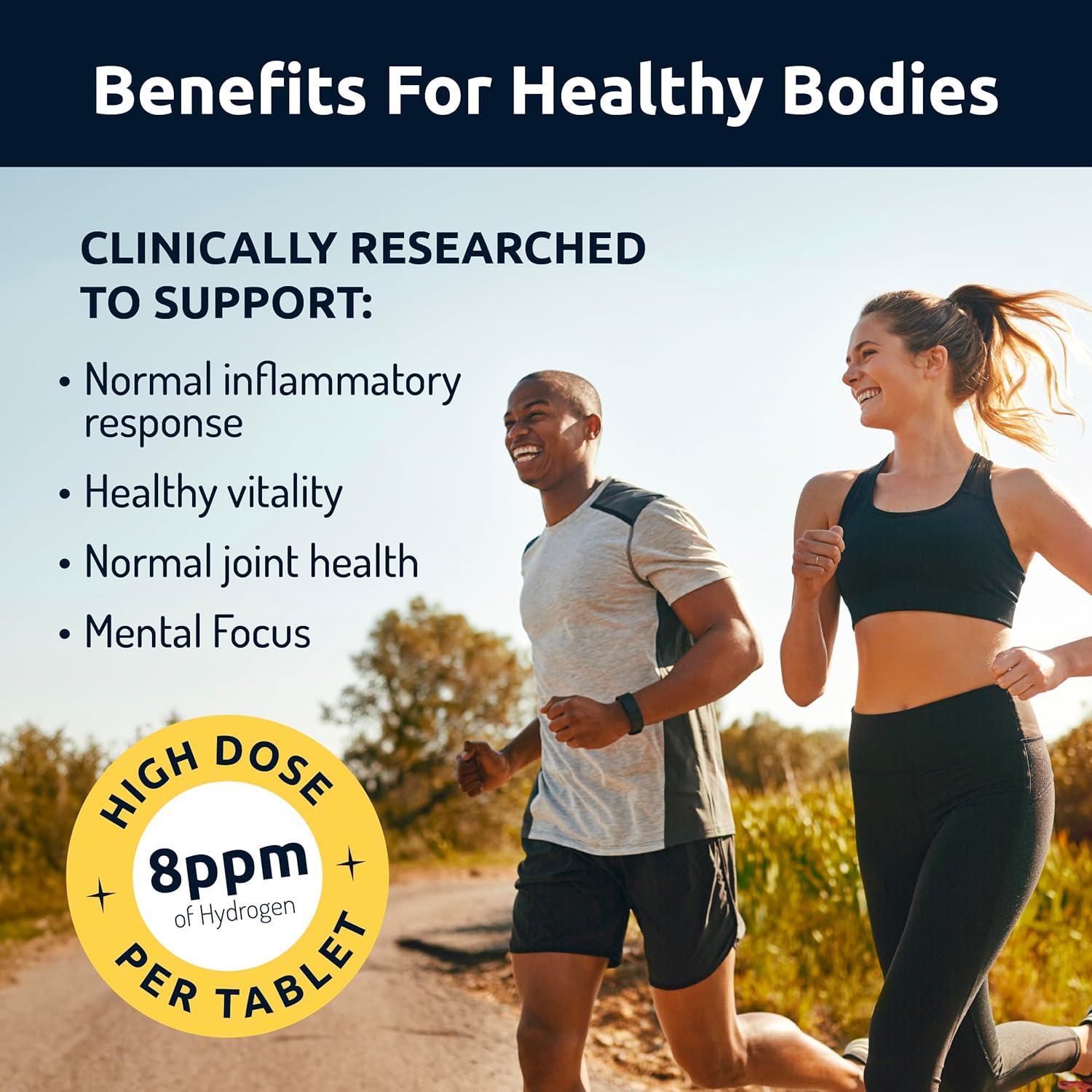 Hydrogen Water Tablets with Magnesium - 90 Servings for Energy, Brain Health, Cognitive Support - Non-GMO & Gluten Free