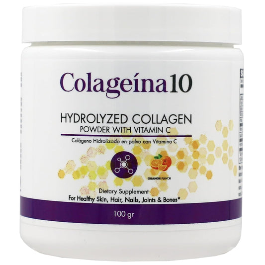 Hydrolized Collagen Powder with Vitamin C, Orange Flavor, Anti-Aging, Water-Soluble - 3.5 Oz Jar