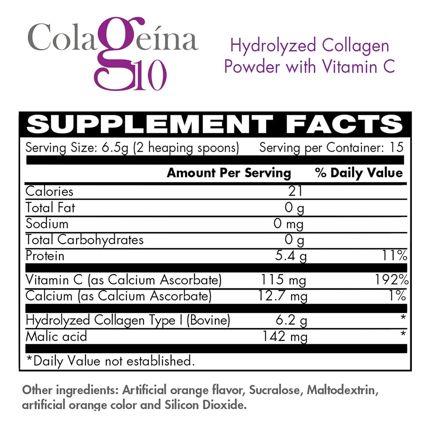 Hydrolized Collagen Powder with Vitamin C, Orange Flavor, Anti-Aging, Water-Soluble - 3.5 Oz Jar