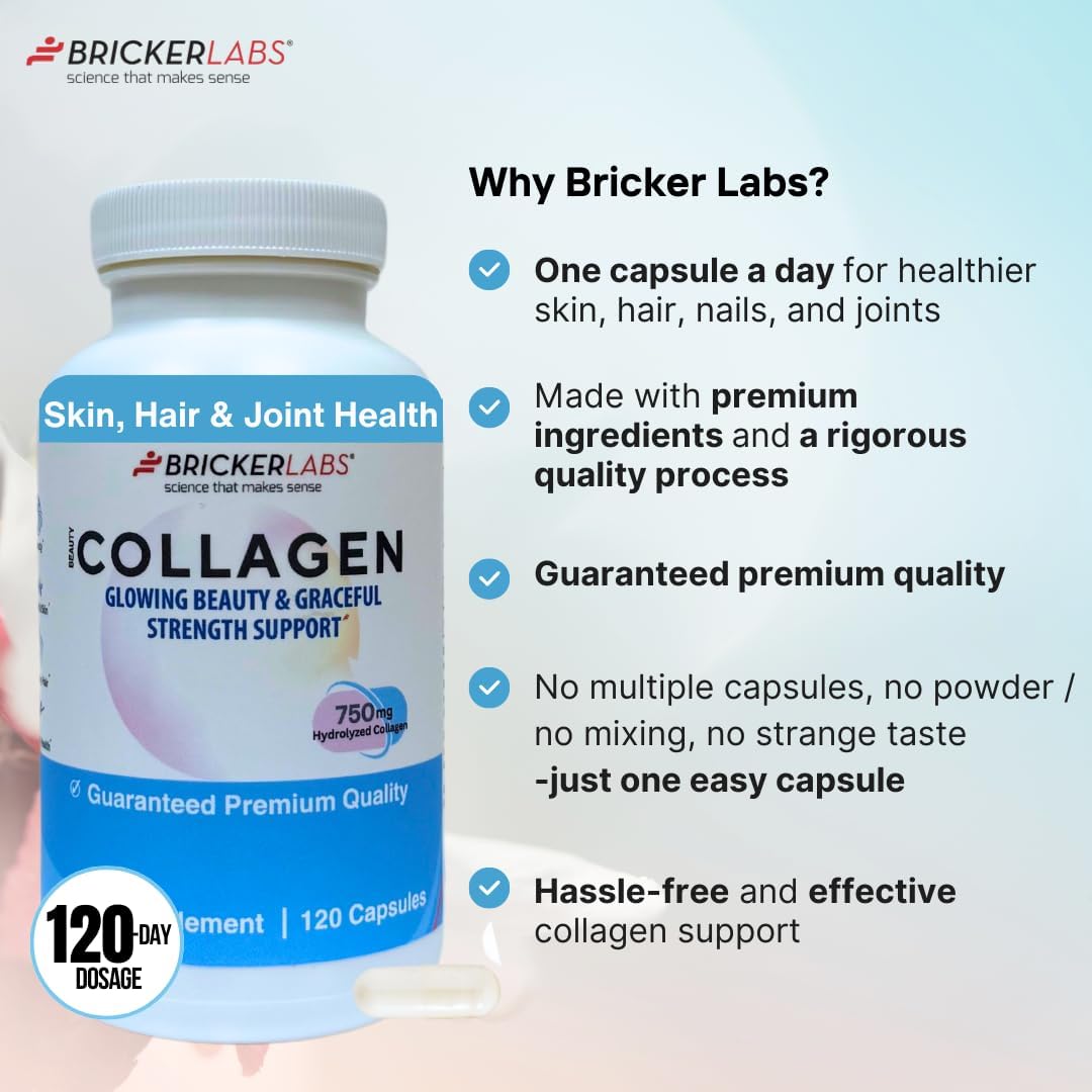 Hydrolized Collagen Supplement for Men & Women - Type I & III Collagen Capsules 750mg - 120 Day Supply