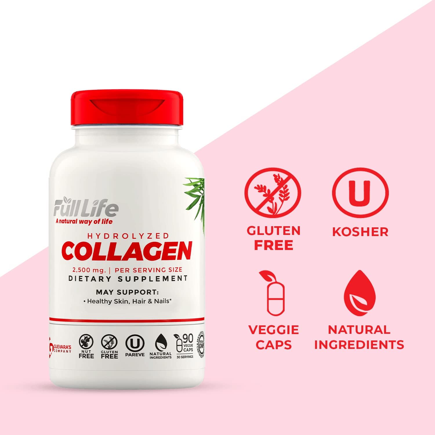 Hydrolyzed Collagen and Moringa Capsules for Men and Women - Bovine Collagen Pills - Gluten-Free Dietary Supplements