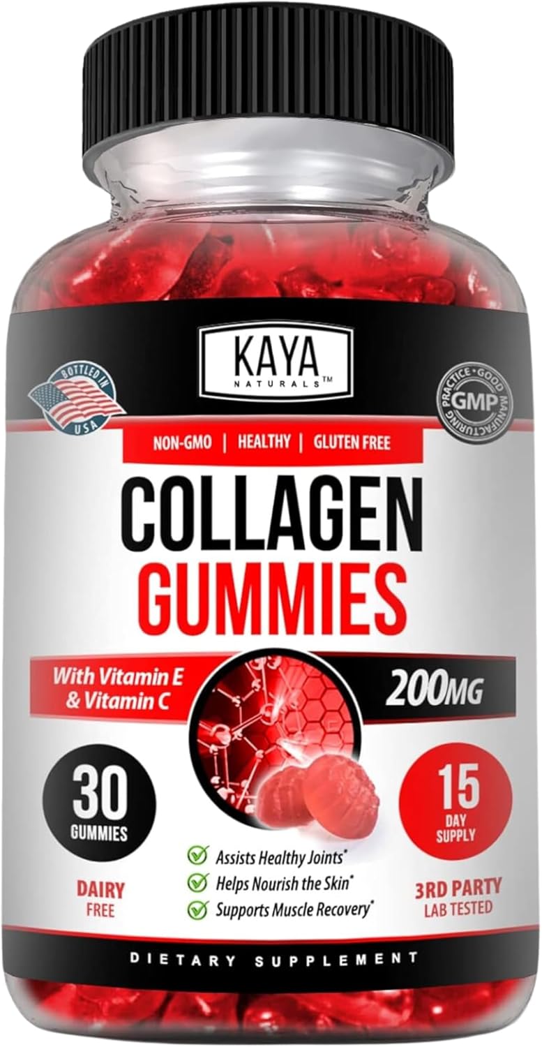 Hydrolyzed Collagen Gummies with Vitamin C & Biotin - 1000mg Supplement for Men & Women - 30 Count - Strawberry Flavor