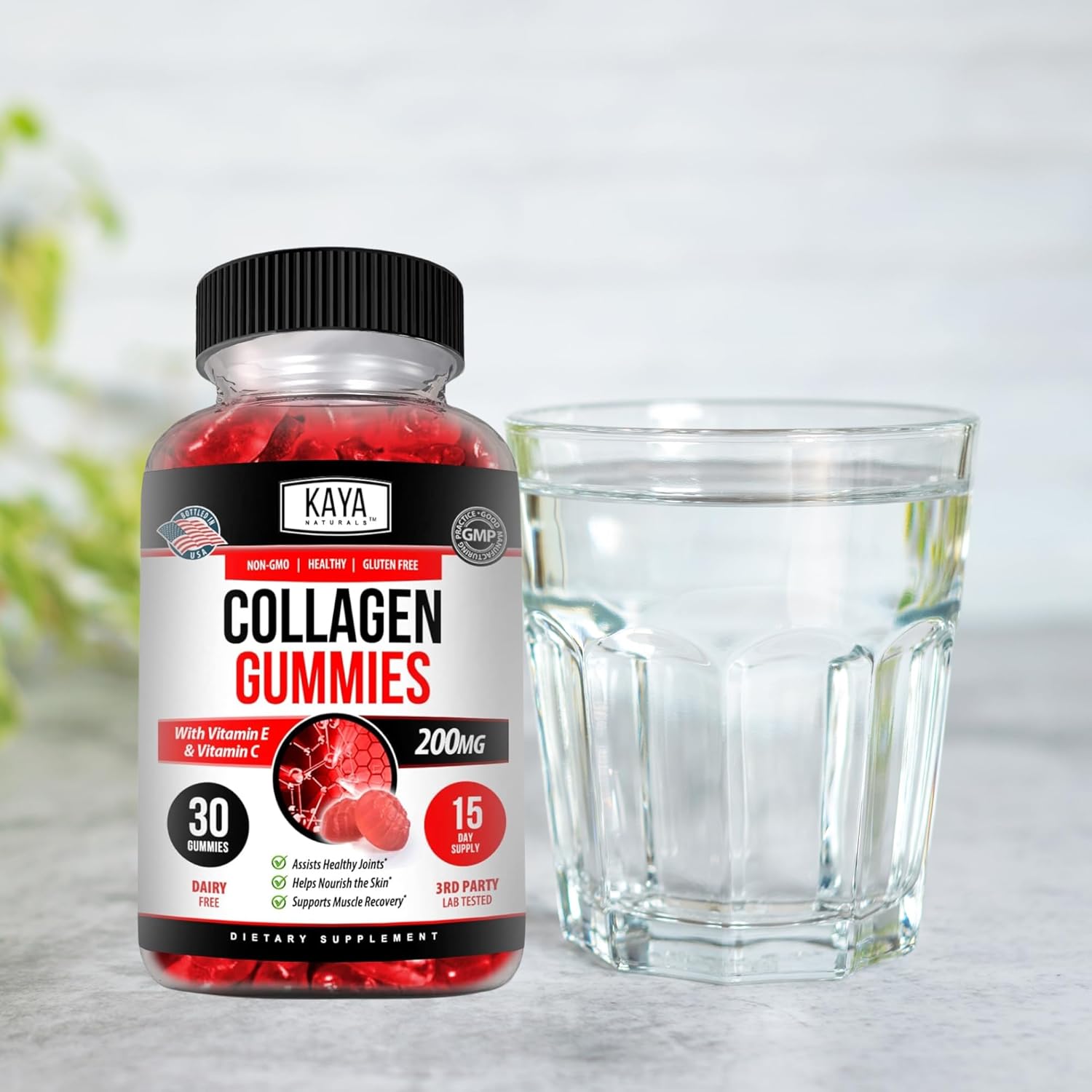 Hydrolyzed Collagen Gummies with Vitamin C & Biotin - 1000mg Supplement for Men & Women - 30 Count - Strawberry Flavor