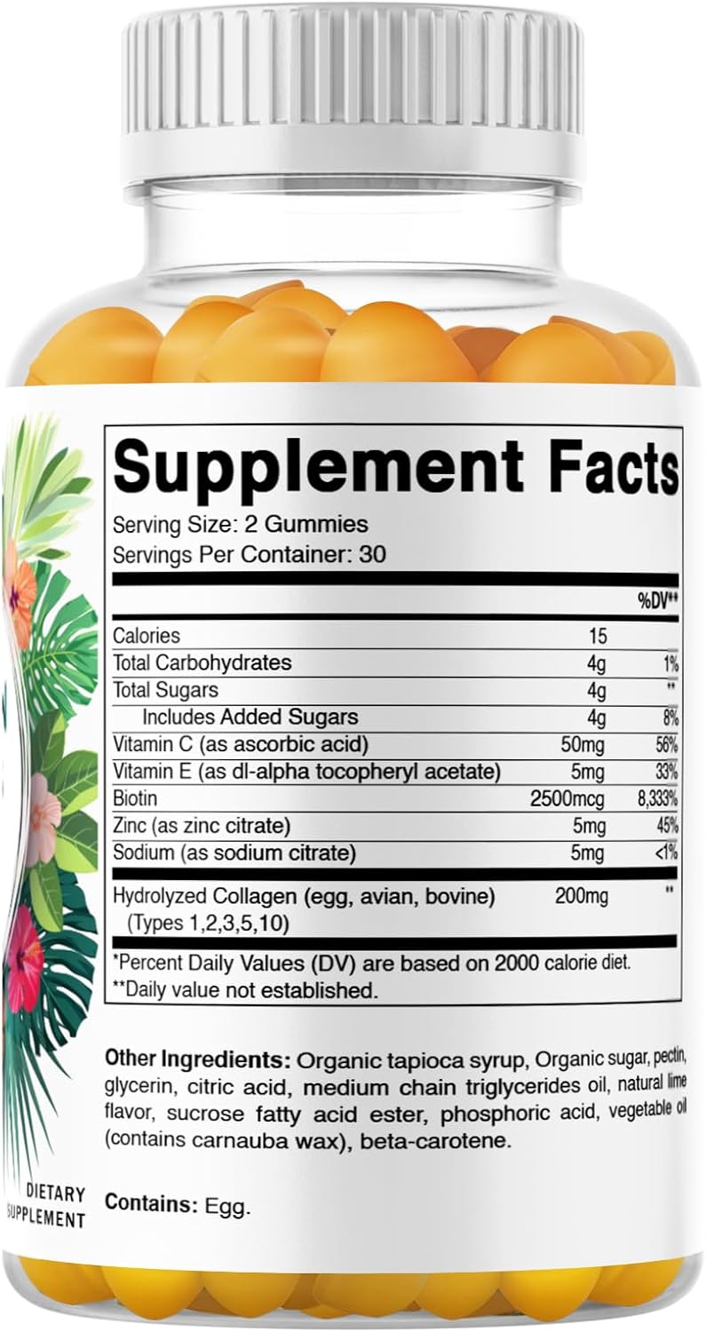 Hydrolyzed Collagen Gummies with Vitamin C, Zinc, and Biotin - 2 Pack, 200 mg, 120 Gummies