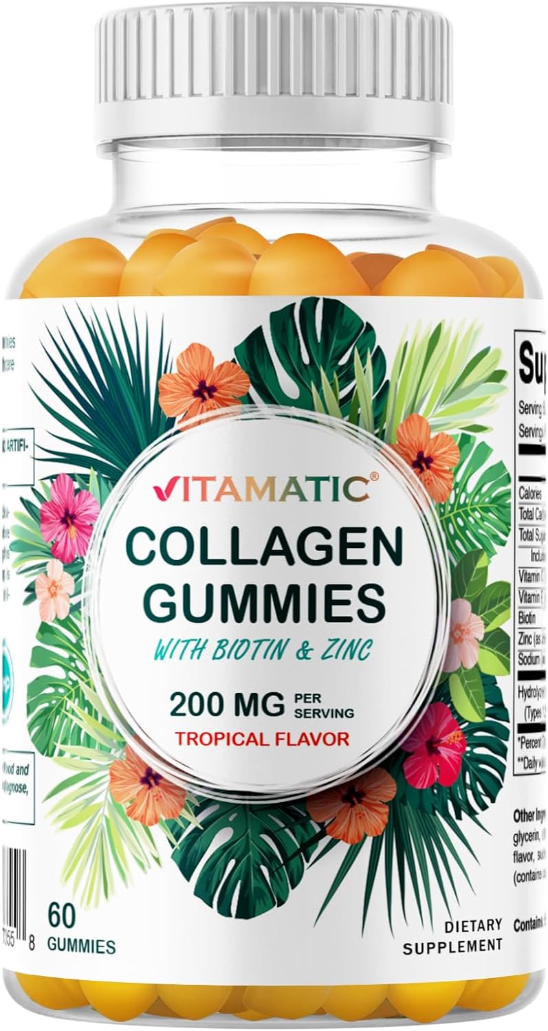 Hydrolyzed Collagen Gummies with Vitamin C, Zinc, and Biotin - 2 Pack, 200 mg, 120 Gummies