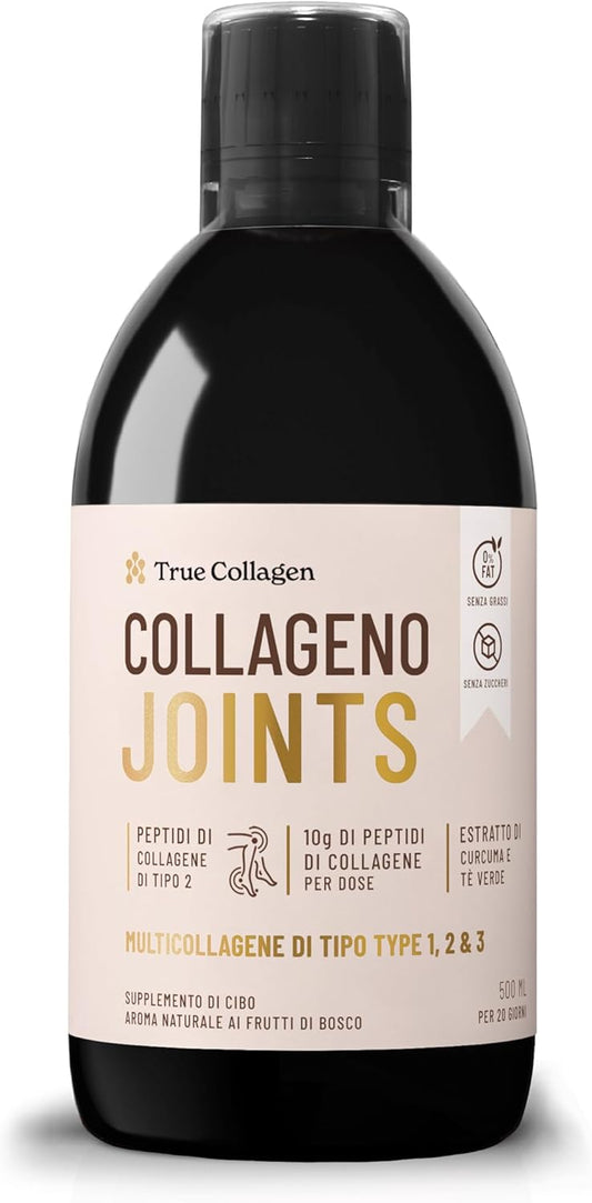 Hydrolyzed Collagen Liquid Supplement | 10,000 mg True Collagen Joints - 500 ml, 20 Day Supply | With Glucosamine, MSM, and Chondroitin for Joint Support | 100% Natural Berry Flavor, Sugar-Free