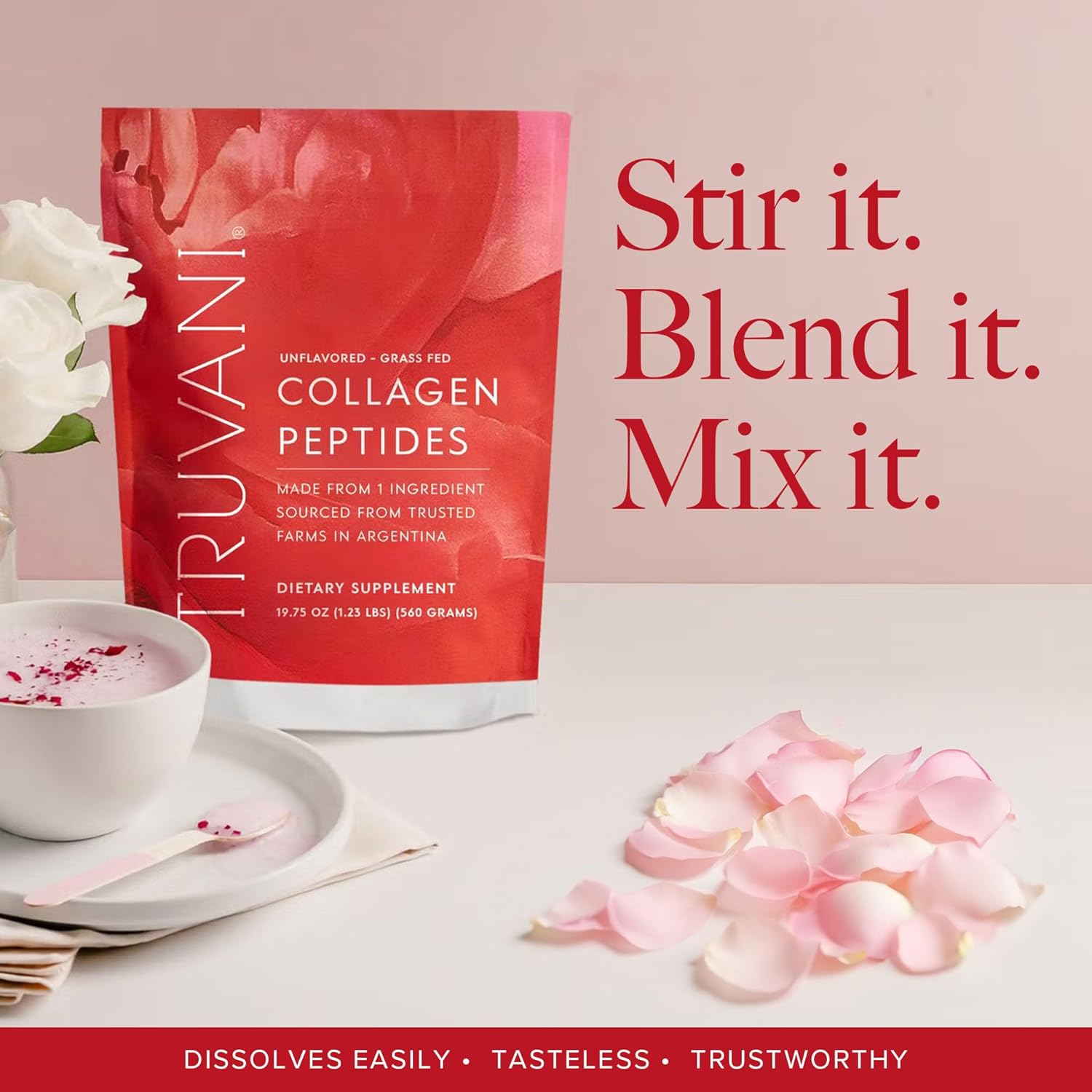 Hydrolyzed Collagen Peptides Powder - Unflavored Grass-Fed Protein for Hair, Skin, Nails, Joints - Keto, Dairy & Gluten Free - 7 Servings