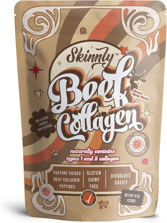 Hydrolyzed Collagen Peptides Powder for Skin, Hair, and Nails - Unflavored Type 1 & 3 Collagen Protein - 8 oz (20 Servings)