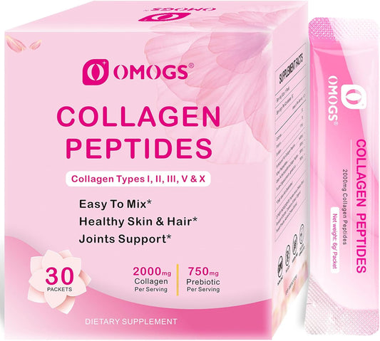 Hydrolyzed Collagen Peptides Powder with Prebiotics, Cranberry Extract - Supports Hair, Skin, Nails, Joints, Digestive Health - Grass Fed, Non-GMO - Women & Men