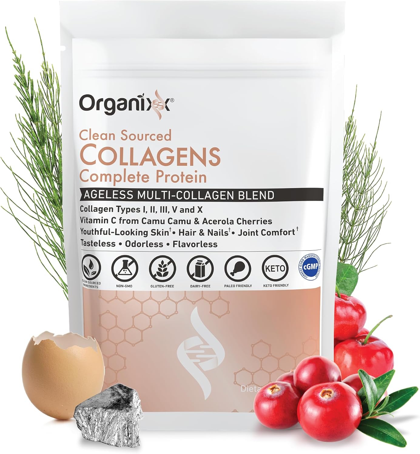 Hydrolyzed Collagen Peptides Powder with Vitamin C - Hair, Skin, Nail & Joint Health Support - Unflavored - 30 Servings