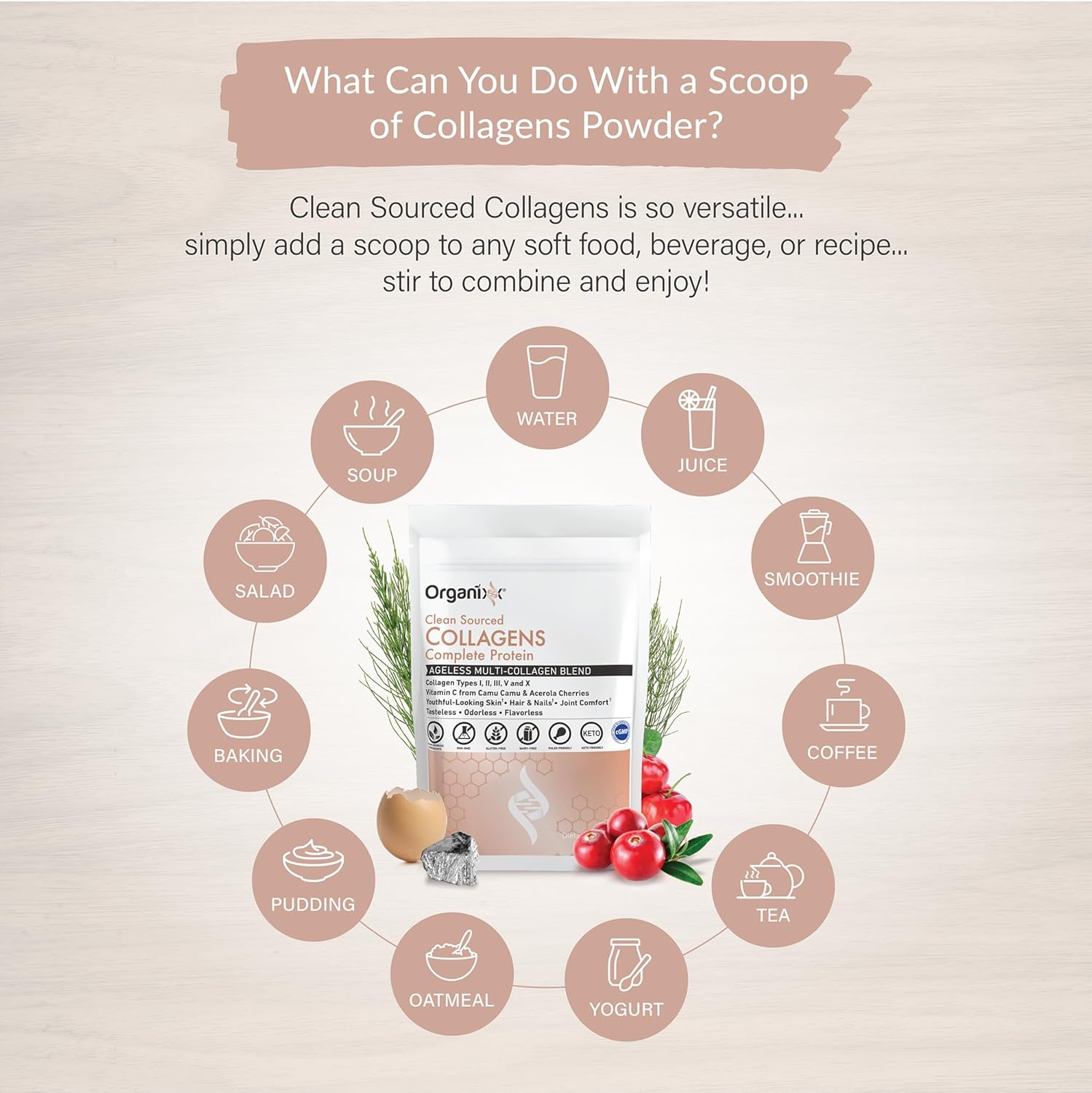 Hydrolyzed Collagen Peptides Powder with Vitamin C - Hair, Skin, Nail & Joint Health Support - Unflavored - 30 Servings