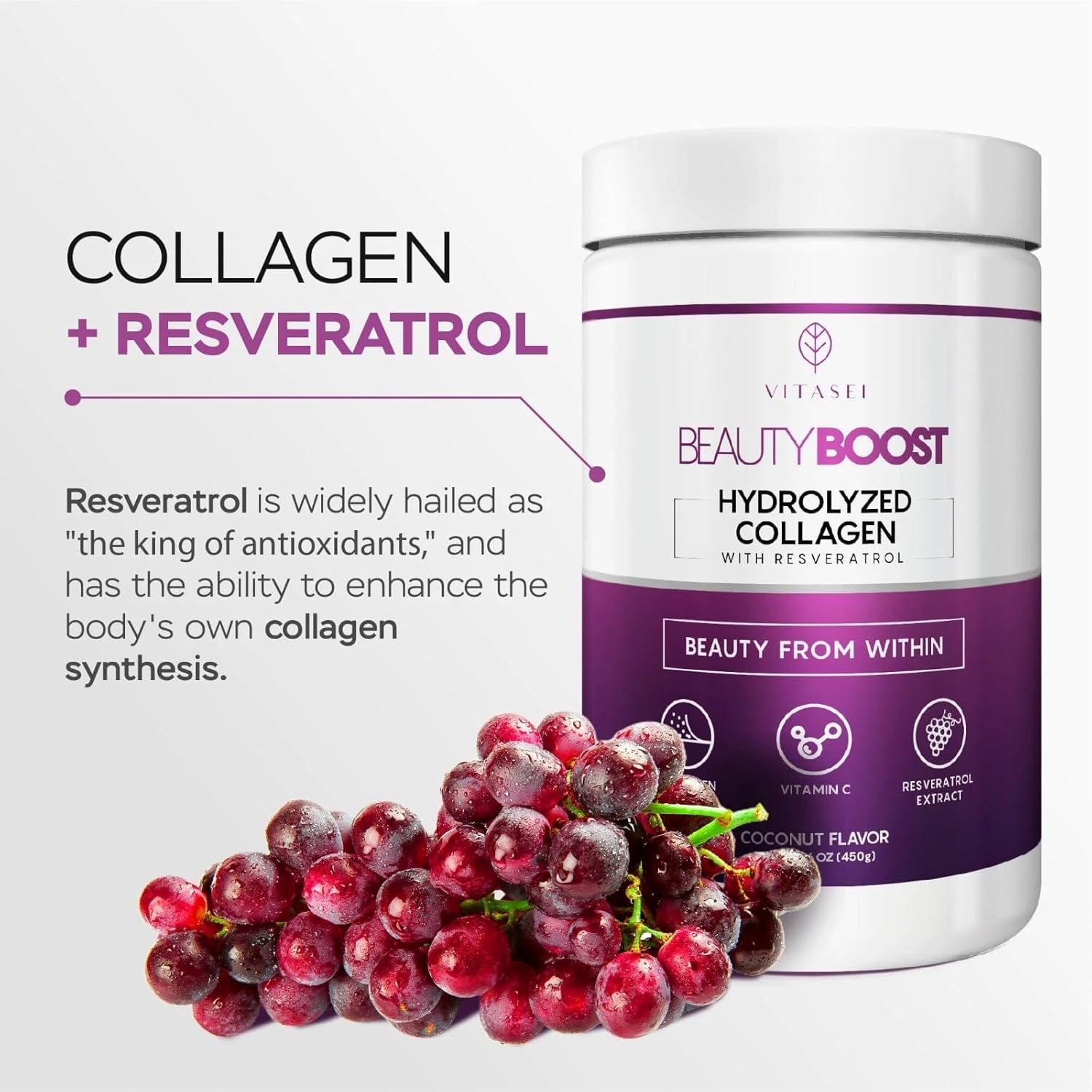 Hydrolyzed Collagen Peptides Powder with Vitamin C, Resveratrol, and Teatox Cleanse Support Powder - Digestion Booster with Green Tea, Spirulina, Artichoke