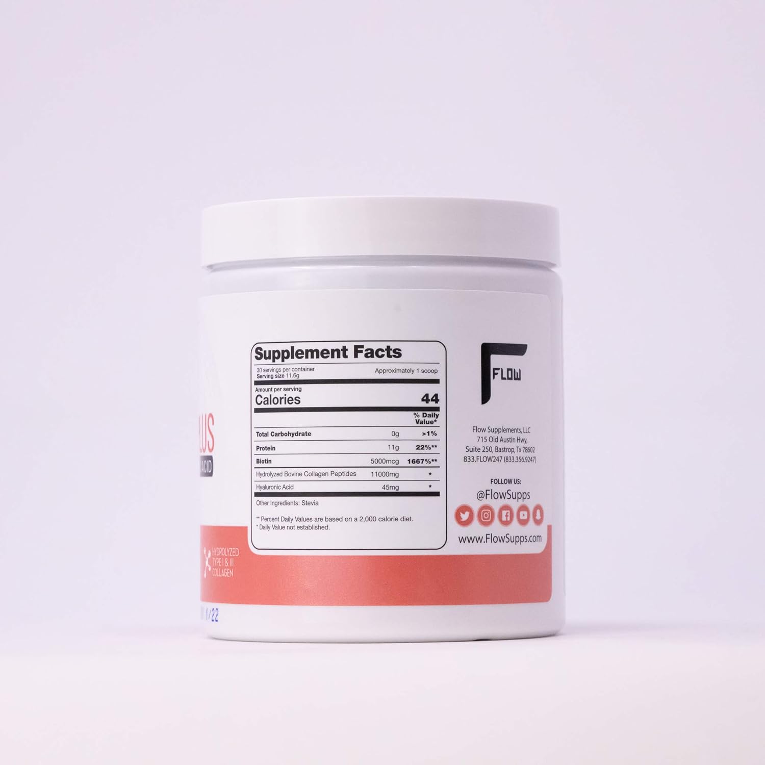 Hydrolyzed Collagen Peptides Protein Powder with Hyaluronic Acid, Biotin - Type I & III - 348g Pack
