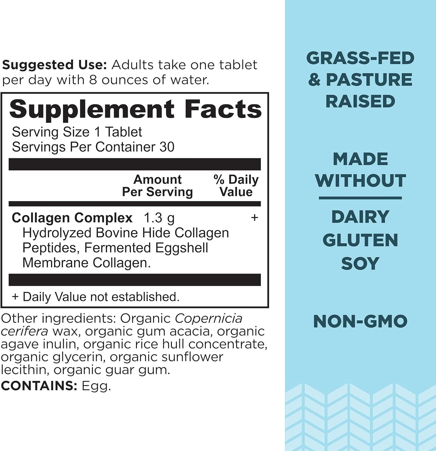 Hydrolyzed Collagen Peptides Tablets for Skin, Hair, Joints, Gut - Gluten Free, Paleo, Keto - 30 Count