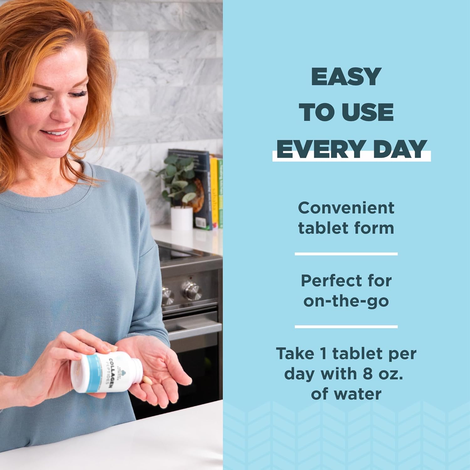 Hydrolyzed Collagen Peptides Tablets for Skin, Hair, Joints, Gut - Gluten Free, Paleo, Keto - 30 Count