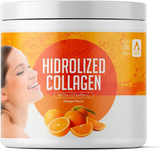 Hydrolyzed Grass Fed Collagen Peptides Powder for Women | Supports Hair, Skin, Nails, Joints, Bones, and Gut Health | 200g (Orange)