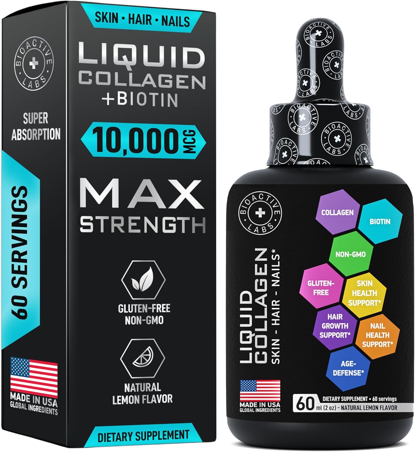 Hydrolyzed Liquid Collagen with Biotin and Bariatric Multivitamin Bundle for Body Support