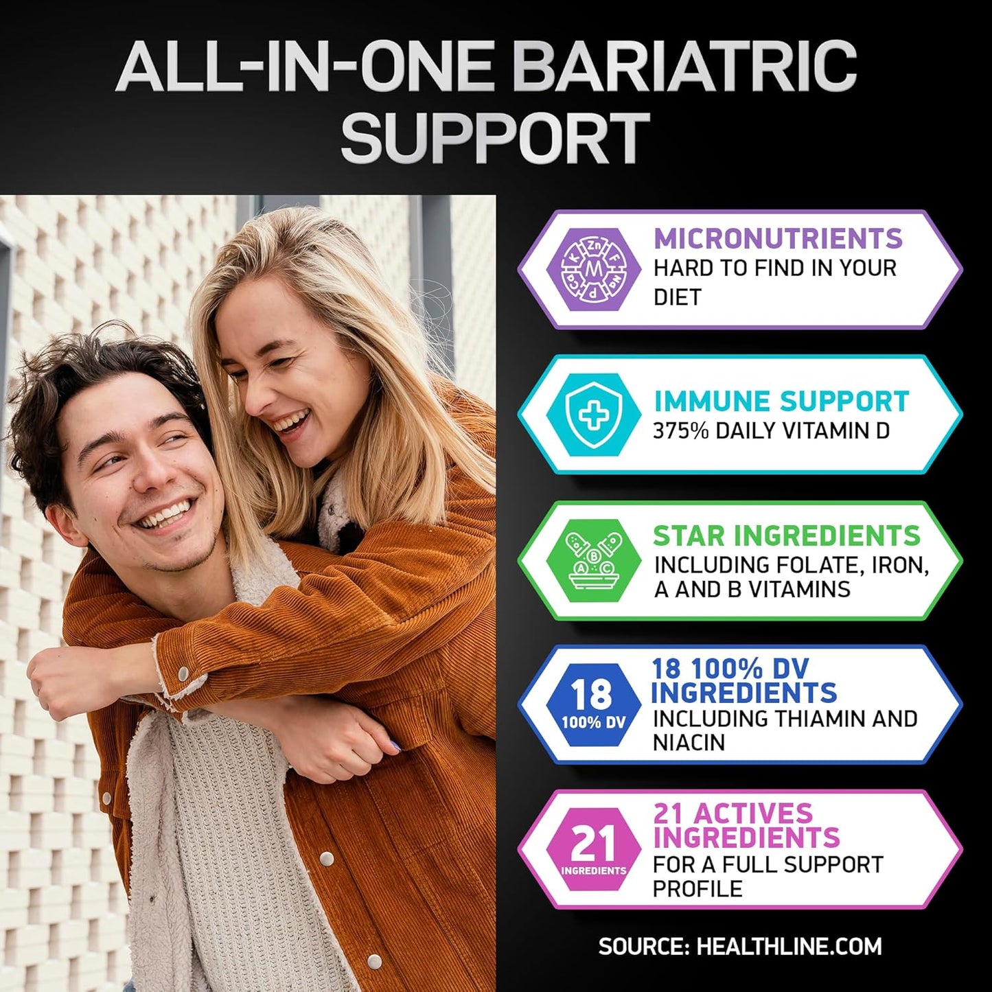 Hydrolyzed Liquid Collagen with Biotin and Bariatric Multivitamin Bundle for Body Support