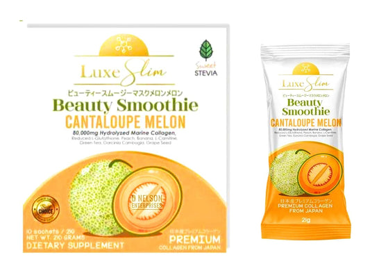 Hydrolyzed Marine Collagen Cantaloupe Melon Beauty Smoothie - 21g x 10 Sachets, 7.4oz