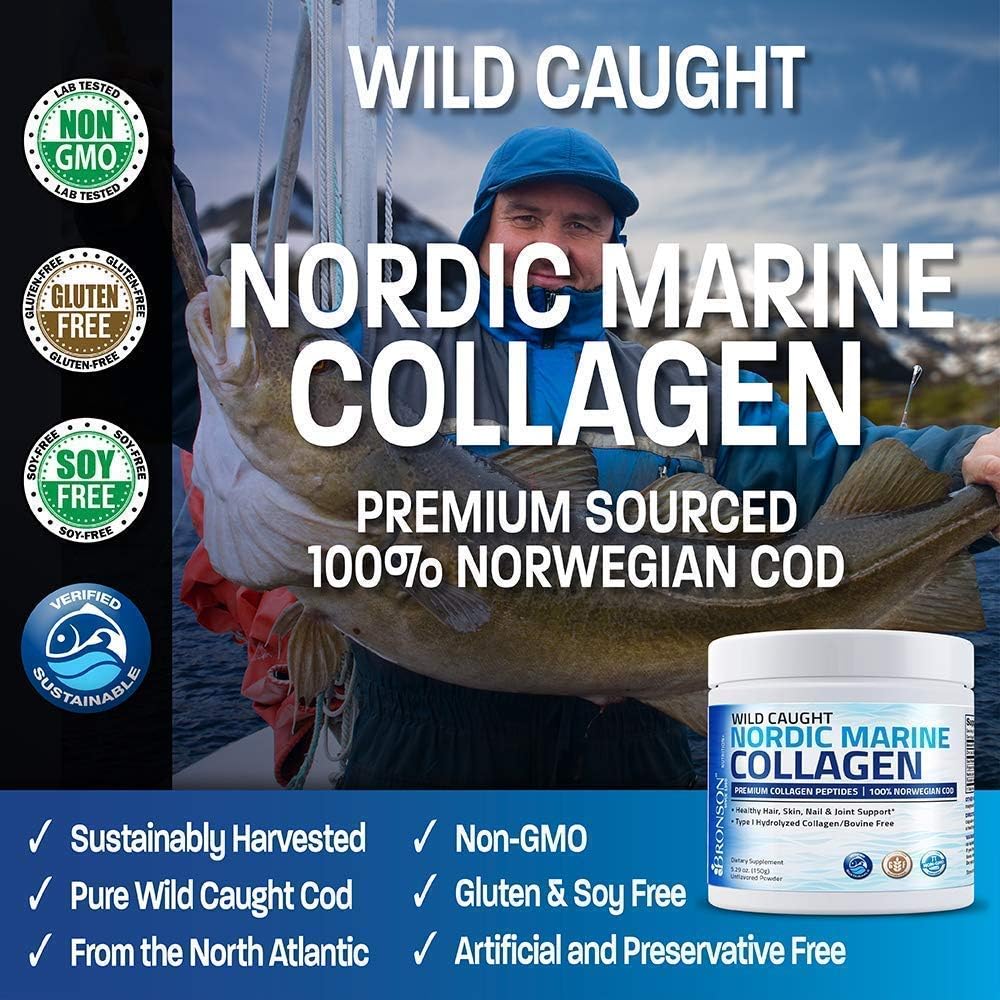 Hydrolyzed Marine Collagen Peptides Powder with Biotin for Hair, Skin, and Nails - 10,000 Mcg Ultra Supplement