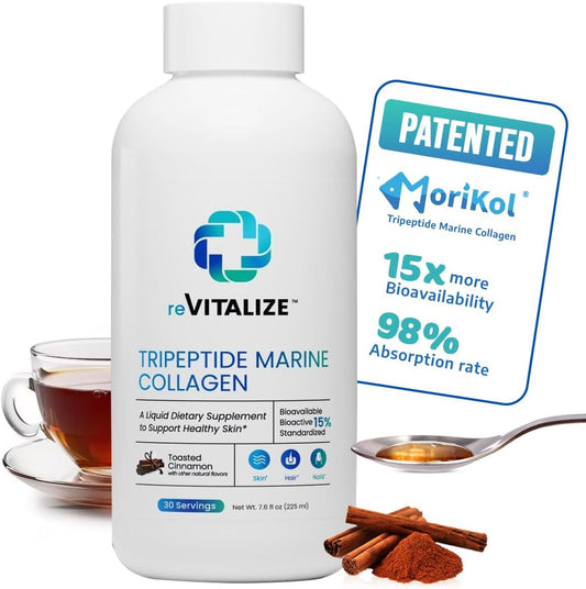 Hydrolyzed Marine Collagen Peptides Supplement for Anti-Aging & Healthy Hair, Skin, Nails, Joints - Cinnamon Flavor - 30 Servings