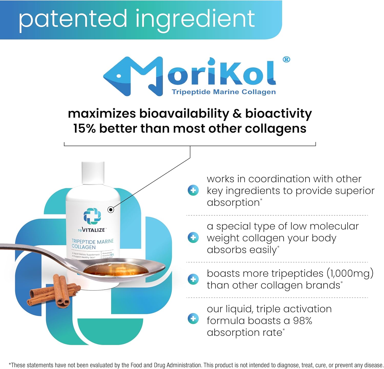 Hydrolyzed Marine Collagen Peptides Supplement for Anti-Aging & Healthy Hair, Skin, Nails, Joints - Cinnamon Flavor - 30 Servings