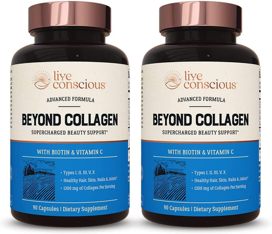 Hydrolyzed Multi Collagen Capsules with Biotin & Vitamin C - Types I, II, III, V & X for Hair, Skin, Nails - 90 Capsules (2-Pack)
