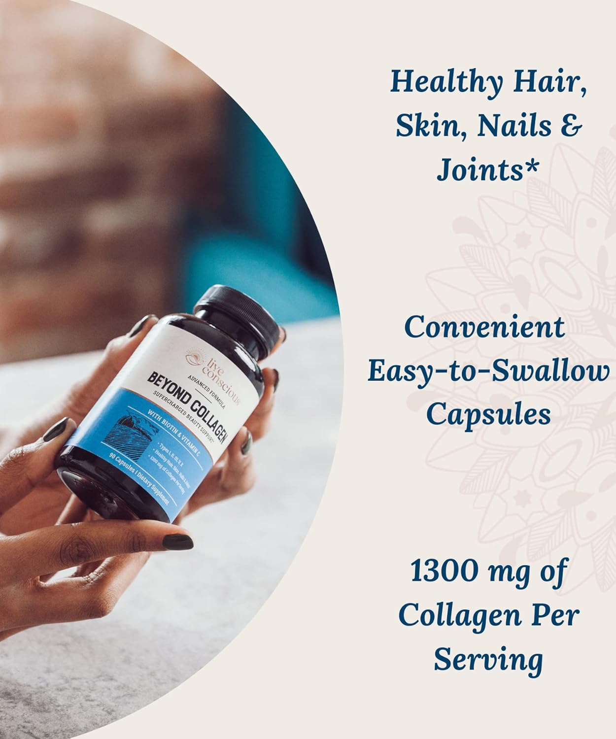 Hydrolyzed Multi Collagen Capsules with Biotin & Vitamin C - Types I, II, III, V & X for Hair, Skin, Nails - 90 Capsules (2-Pack)