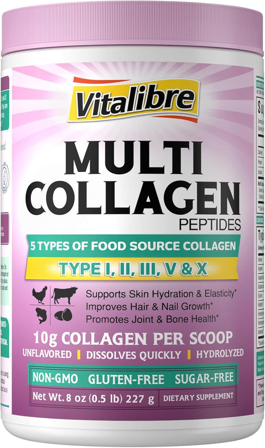 Hydrolyzed Multi Collagen Peptides Powder for Hair, Skin & Joints - Unflavored, Non-GMO, Keto & GF - 22 Servings, 8oz - BoostGo Australia