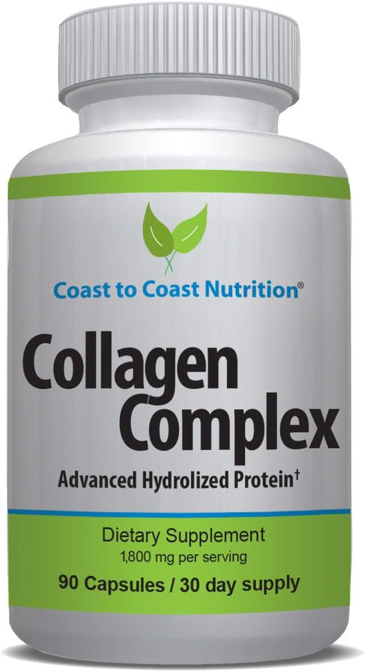 Hydrolyzed Multi Collagen Pills for Skin, Hair, Nails, and Joints - Natural Protein Supplement - 90 Capsules